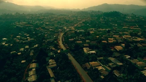 Bafang roundabout in the evening Stock Footage 80870061