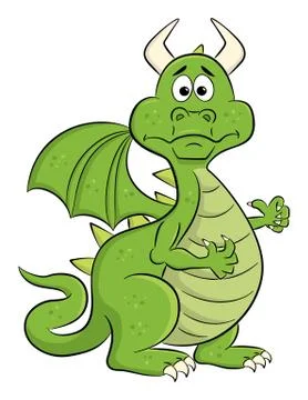 Baffled cartoon dragon Stock Illustration