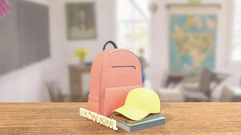 The Bag and Book for Back to school concept 3d rendering. 스톡 일러스트