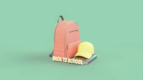 The Bag and Book for Back to school concept 3d rendering. Stock Illustration