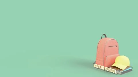 The Bag and Book for Back to school concept 3d rendering. 스톡 일러스트