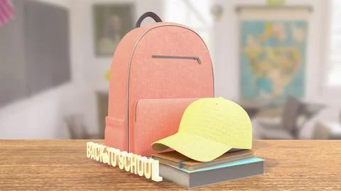 The Bag and Book for Back to school concept 3d rendering. 스톡 일러스트