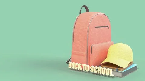 The Bag and Book for Back to school concept 3d rendering. 스톡 일러스트