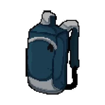 Bag backpack camp pixel art vector illustration Stock Illustration