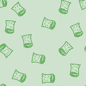 Bag barley grain line vector seamless pattern イラスト素材