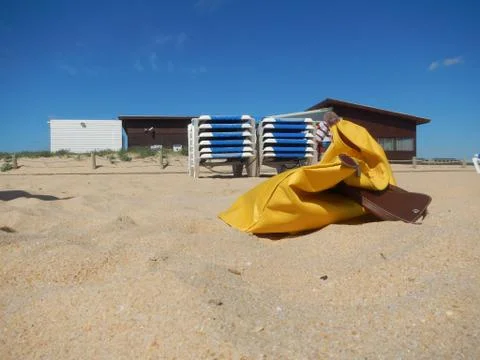 Bag on the beach Stock Photos