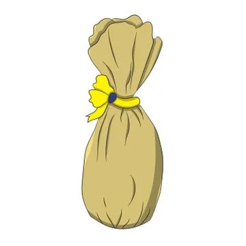 Bag with a bow. vector illustration. Drawing by hand. Stock Illustration