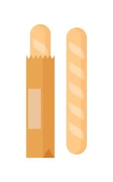 Bag with bread on white Stock Illustration