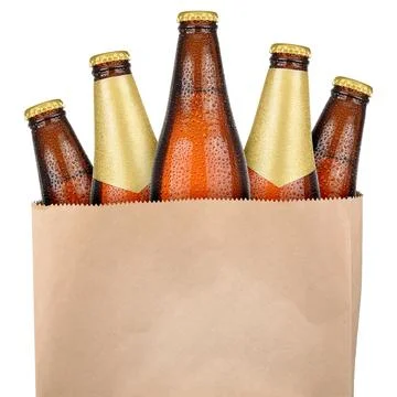 Bag with brown beer Stock Photos