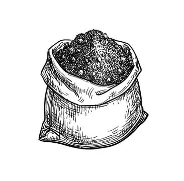 Bag of cocoa powder. Stock Illustration
