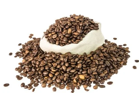 Bag with coffee beans Stock Photos