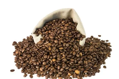 Bag with coffee beans Stock Photos