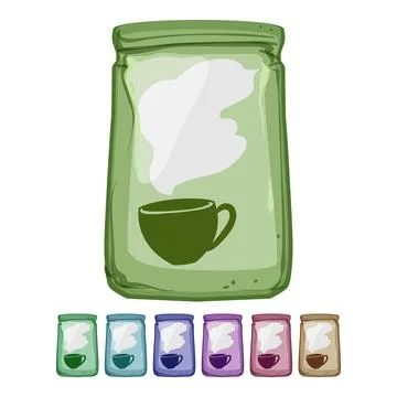 Bag coffee packaging cartoon vector graphic Stock Illustration