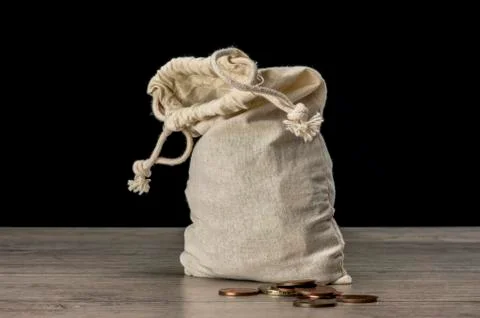 Bag of coins Stock Photos