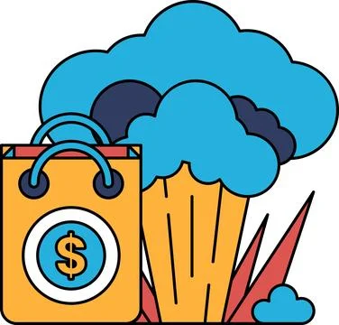 A bag with a dollar sign on it is next to a cloud of smoke Stock Illustration