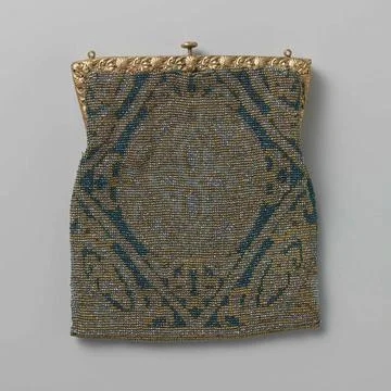 Bag in a flat, rectangular model, whole of sharpened blue, gold and silver... Stock Photos