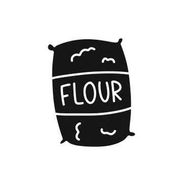 Bag of flour doodle icon, vector color illustration Stock Illustration
