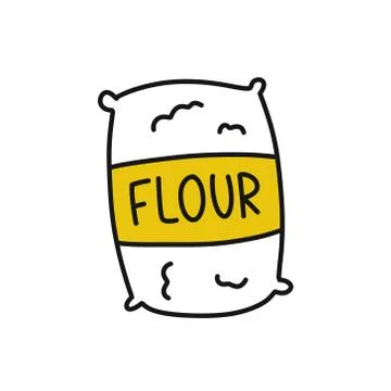 Bag of flour doodle icon, vector illustration Stock Illustration