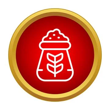 Bag of flour or grain inside red button icon 库存插图