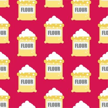 Bag of flour pattern seamless. Bakery background. vector texture Stock Illustration