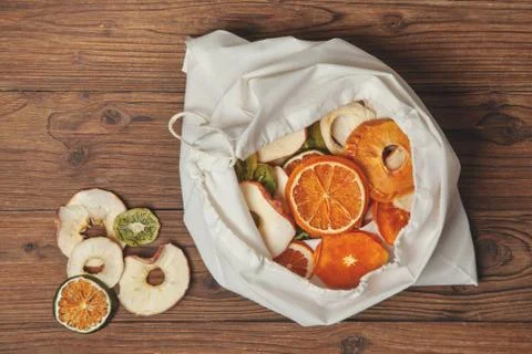 Bag with fruit chips Stock Photos