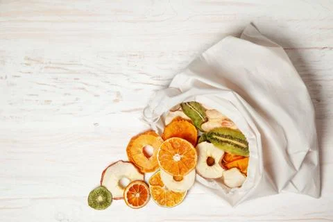 Bag with fruit chips Stock Photos