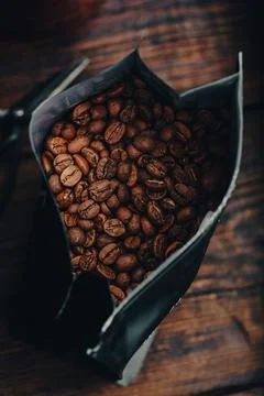 Bag Full of Coffee Beans Stock Photos