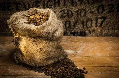 Bag full of coffee Stock Photos
