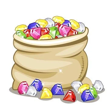 Bag full of multi-colored stones Diamonds Stock Illustration