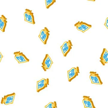 Bag gift isometric icon seamless pattern Stock Illustration
