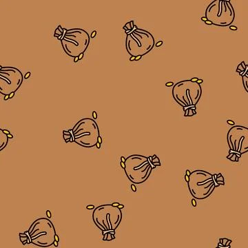 Bag of gold vector seamless pattern Stock Illustration