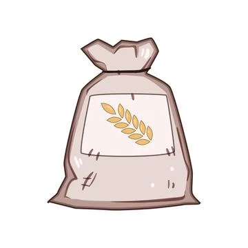 Bag of grain ingredients for baking bread Illustrazione stock