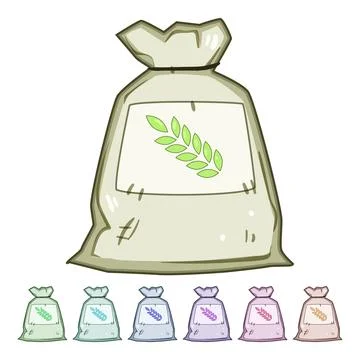 Bag of grain ingredients for baking bread Illustrazione stock