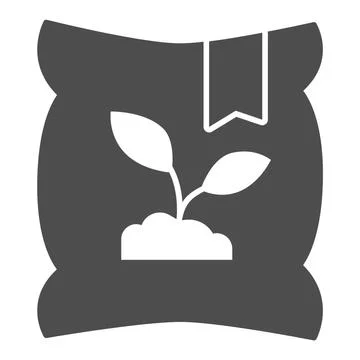 Bag with grains solid icon, farm garden concept, Sow Seed Pack sign on white Stock Illustration