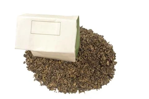 Bag of green tea Stock Photos