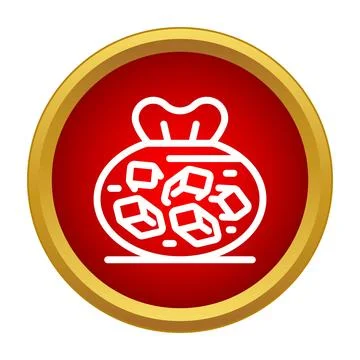 Bag of ice cubes line icon design Stock Illustration