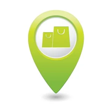 Bag icon map pointer green Stock Illustration