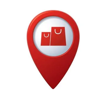 Bag icon map pointer red Stock Illustration