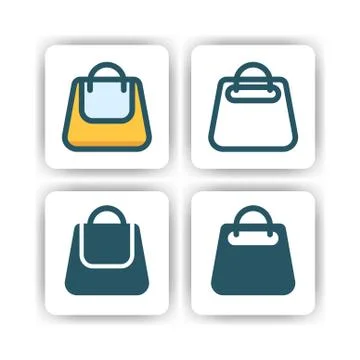 Bag icon for mobile, web, and presentation with flat color vector illustrator Ilustración de archivo