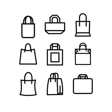 Bag icon set in thin line style Stock Illustration