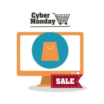 Bag inside computer of cyber monday design Stockillustratie