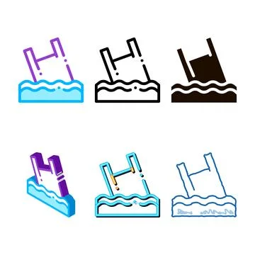 Bag junk flotsam in ocean vector edition thin line icon Illustrazione stock