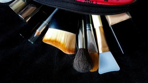 Bag of make up tools Stock Photos