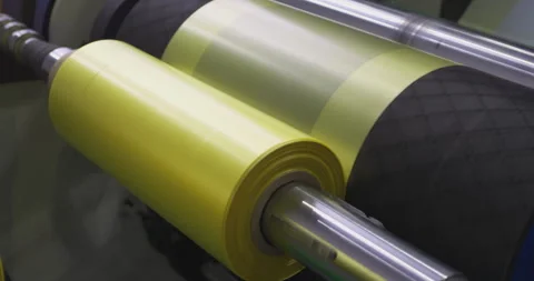 Bag Manufacturing Machine Winding Polyethylene Film Stock Footage 329182710