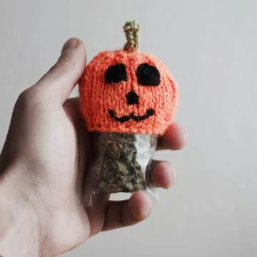 Bag with a marijuana in hand Stock Photos