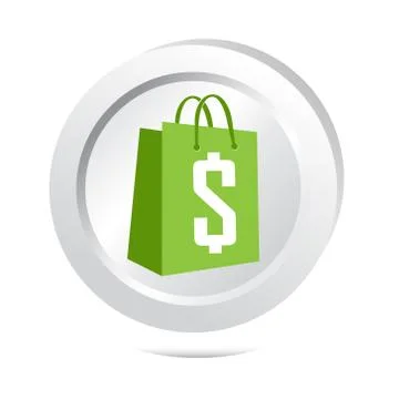 Bag with money button icon Stock Illustration