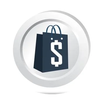 Bag with money button icon Stock Illustration