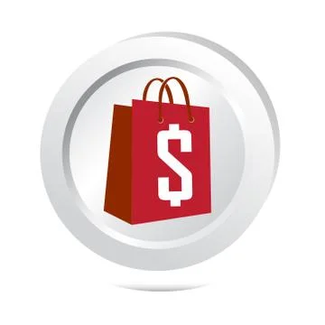 Bag with money button icon Stock Illustration
