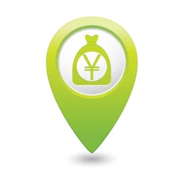 Bag of money icon green pointer Stock Illustration