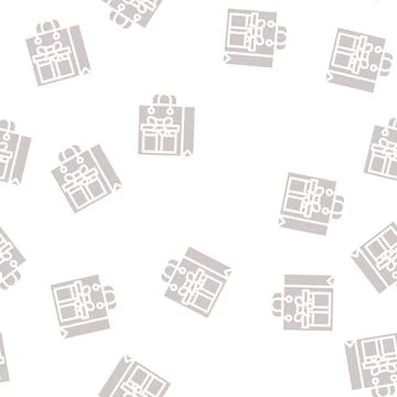 Bag package gift glyph vector seamless pattern Stock Illustration